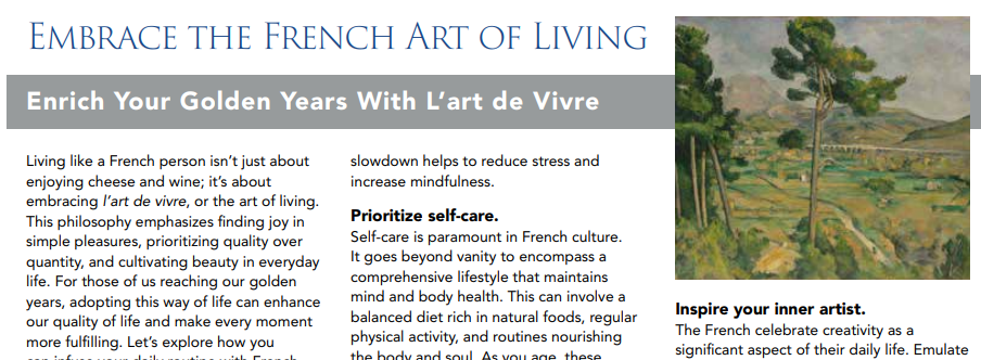 Embrace the French Art of Living Infographic